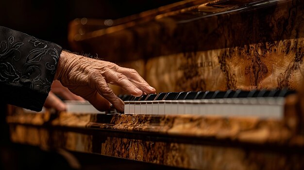 Photo passionate piano performance by skilled pianist