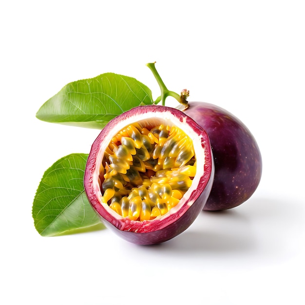 Passionfruit on a plain white background