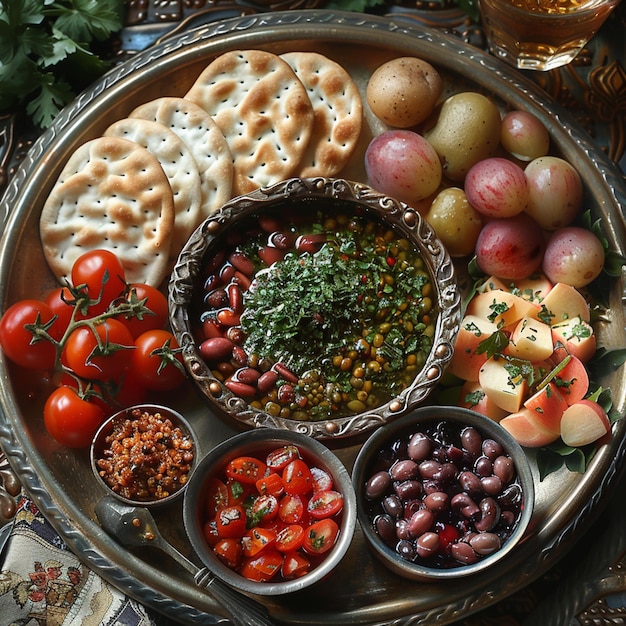 Photo passover seder plate jewish food matzah celebration