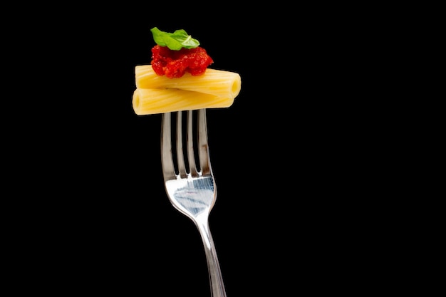 Pasta in black background