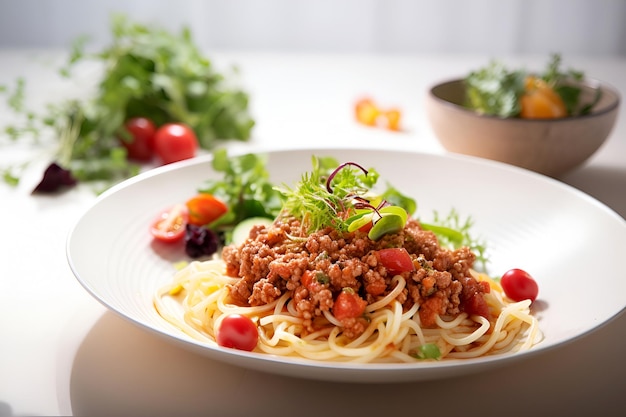 Pasta bolognese with tomato sauce on a plate Italian food AI generated