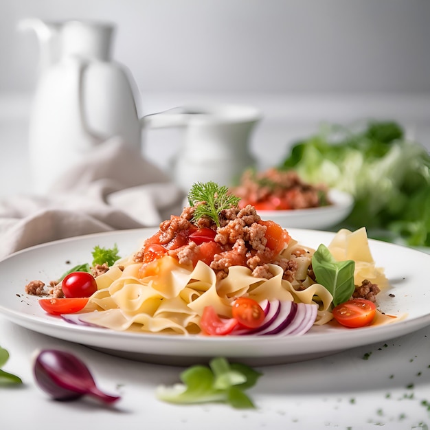 Pasta bolognese with tomato sauce on a plate Italian food AI generated