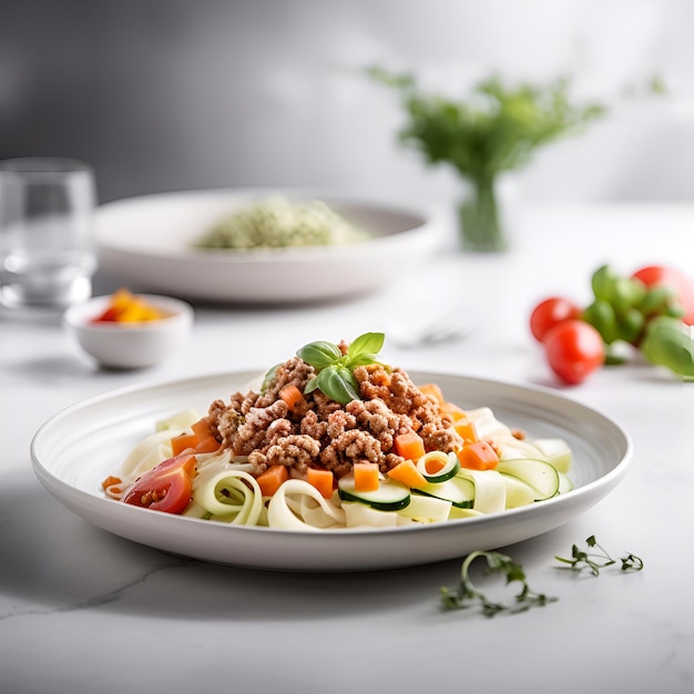 Pasta bolognese with tomato sauce on a plate Italian food AI generated