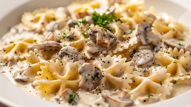 a pasta dish with mushrooms and mushrooms on it