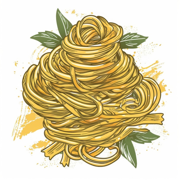 Photo pasta drawing logo noodles sketched icon macaroni doodle painting spaghetti freehand picture italian food