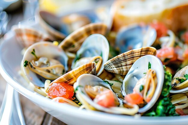 Pasta Pleasure Clam Linguine Delight with White Wine Sauce