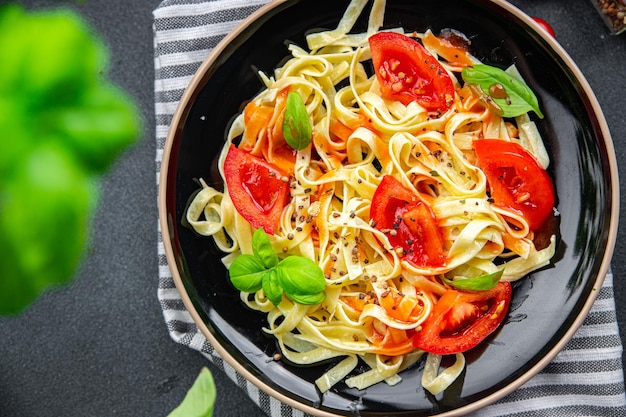 pasta tomato tagliatelle meal fresh food snack on the table copy space food background rustic top