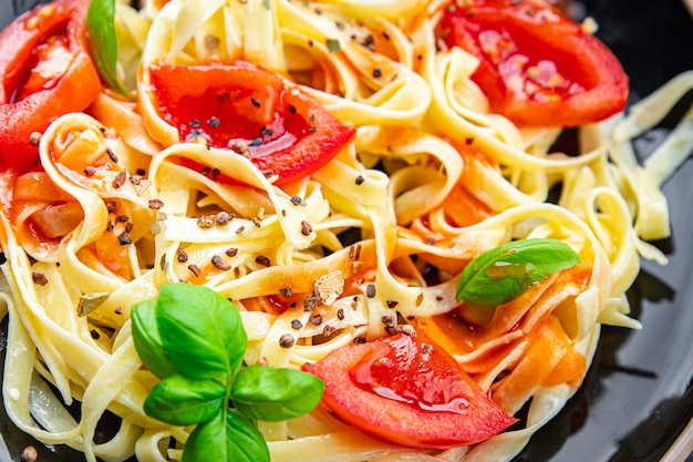 pasta tomato tagliatelle meal fresh food snack on the table copy space food background rustic