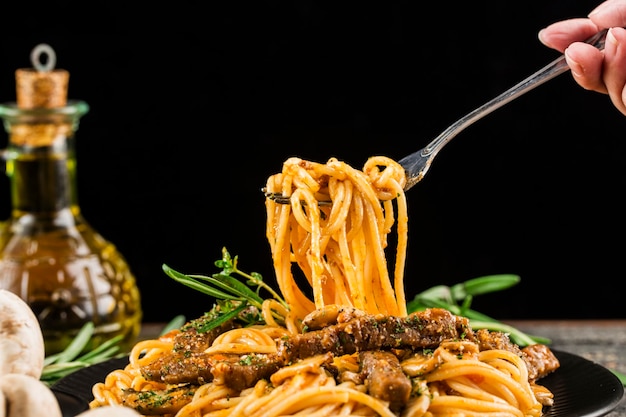 Pasta with Beef Tenderloin and Mushrooms