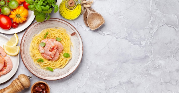 Pasta with shrimps