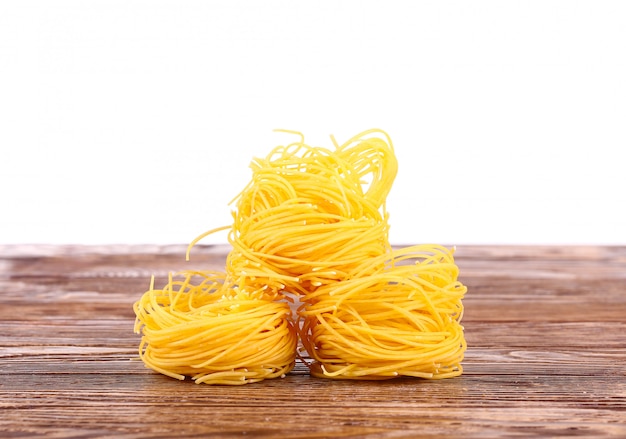 Pasta on wooden wall