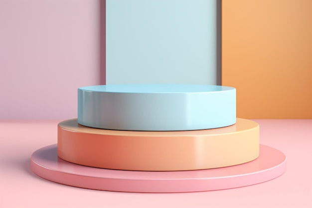 Pastel 3D podium background with 3D shapes composition Pastel Podium Background Abstract Podium Background Pastel Geometric Shapes Compositions AI Generative