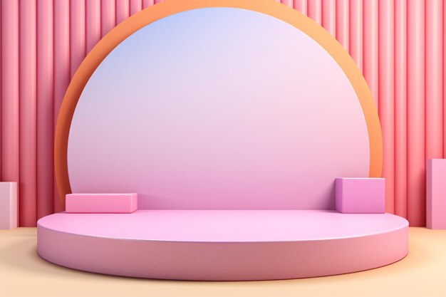 Pastel 3D podium background with 3D shapes composition Pastel Podium Background Abstract Podium Background Pastel Geometric Shapes Compositions AI Generative