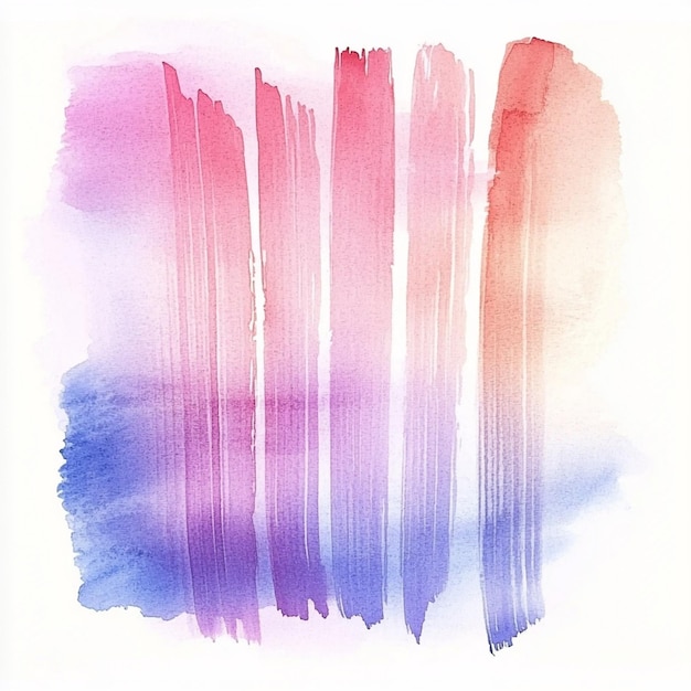 Photo pastel abstract watercolor brush strokes pink blue stripes painting white background