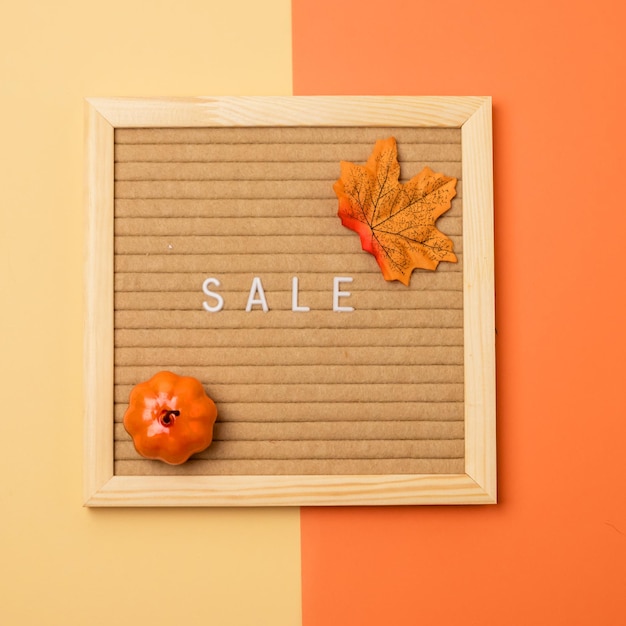 Pastel Autumn Colors Letterboard with Message SALE on Yellow and Orange Background