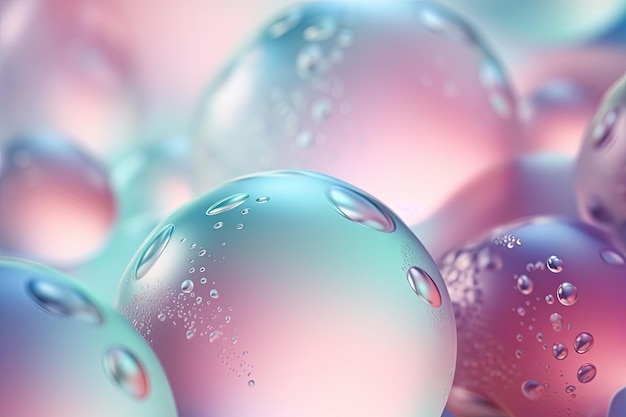 Pastel background with air bubbles Wallpaper with glass balls or water drops Generative AI