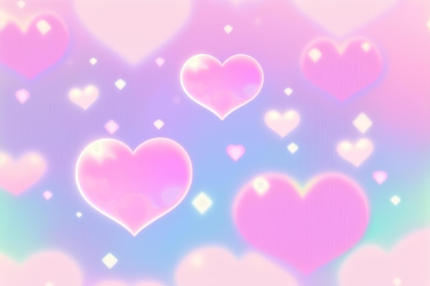 Pastel background with hearts. Digital illustration