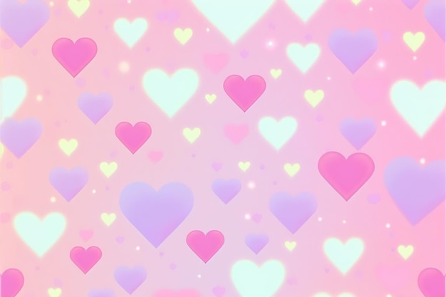 Pastel background with hearts. Digital illustration