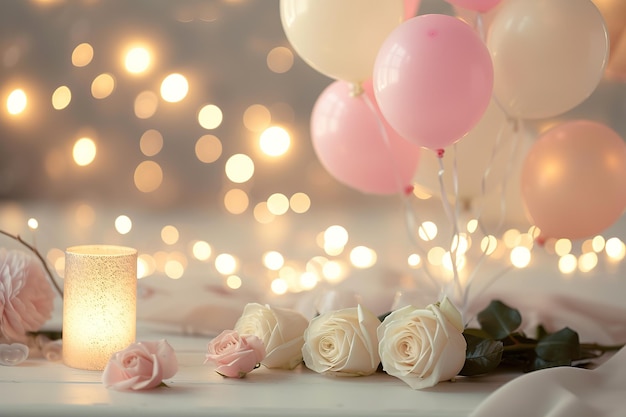 Pastel Balloons and Roses Valentines Day Decor