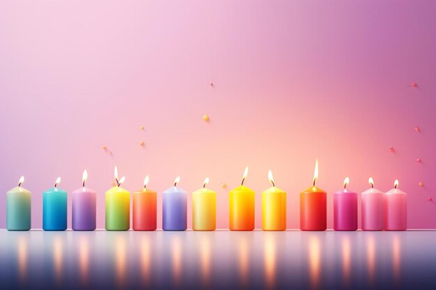 Pastel Banners and Birthday Candles HD Background