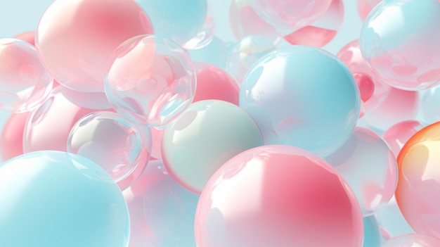 Pastel beautiful advertising delicate background Bubbles and balls AI generation