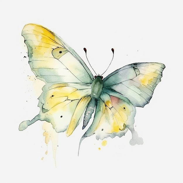 Pastel beautiful and colorful watercolour butterfly in flight background AI Generated Image