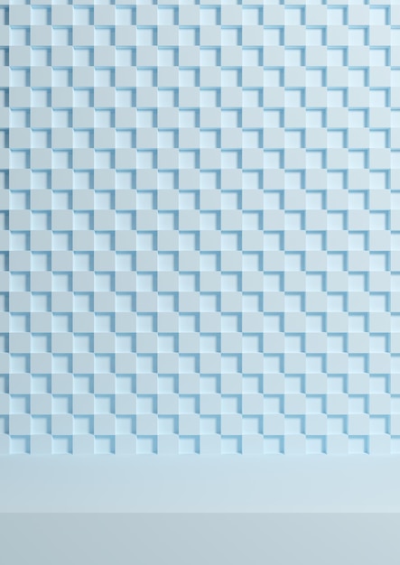 Pastel blue 3D simple minimal product display background side view on checkered crisscross pattern