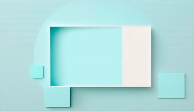 Photo pastel blue empty paper texture background template banner for advertising rectangular geometric shapes copy space space for text ai generated