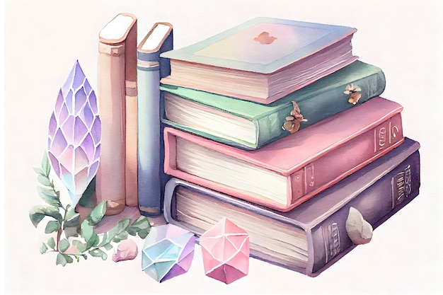 Pastel Book Library on White Background