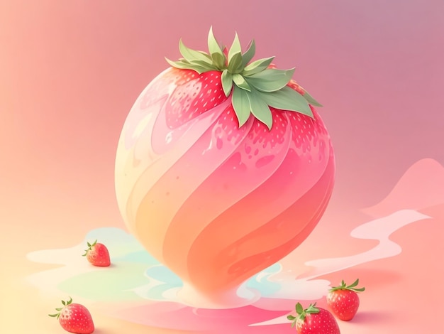 pastel color dipped strawberry illustration