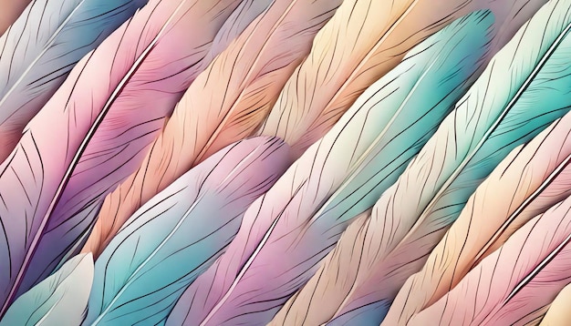 Pastel Color Feathers Background