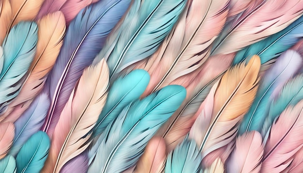 Pastel Color Feathers Background