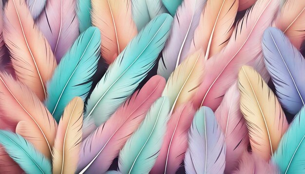 Pastel Color Feathers Background