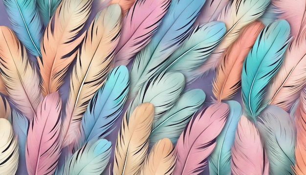 Pastel Color Feathers Background