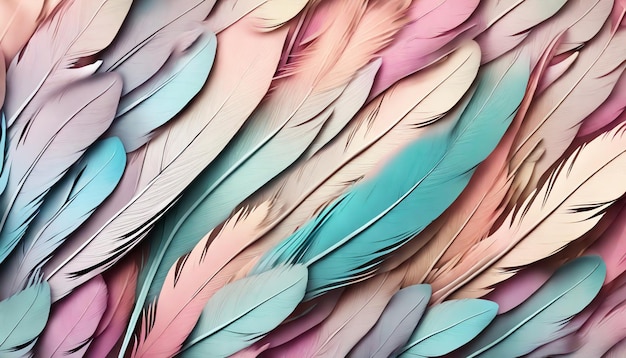 Pastel Color Feathers Background