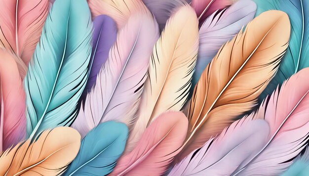 Pastel Color Feathers Background