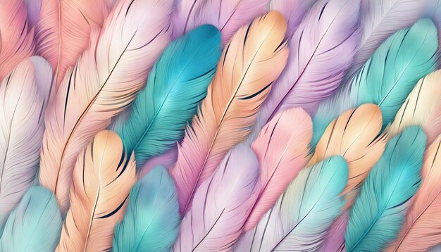 Pastel Color Feathers Background