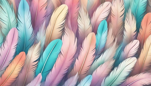 Pastel Color Feathers Background