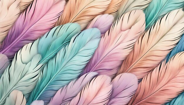 Pastel Color Feathers Background