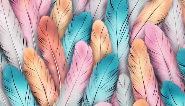 Pastel Color Feathers Background