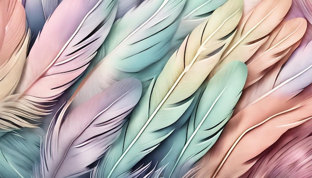 Pastel Color Feathers Background