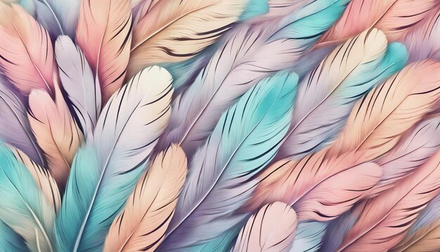 Pastel Color Feathers Background