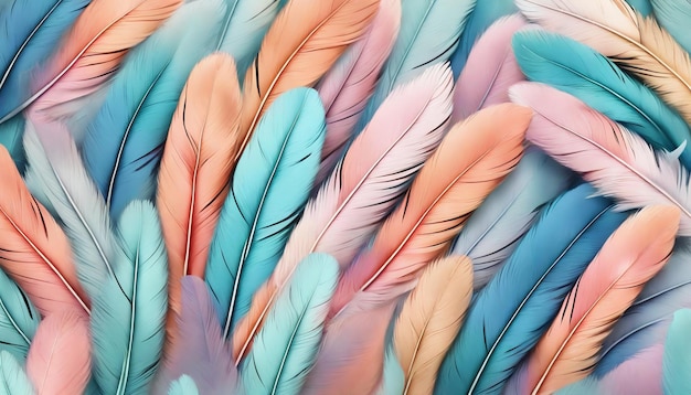 Pastel Color Feathers Background