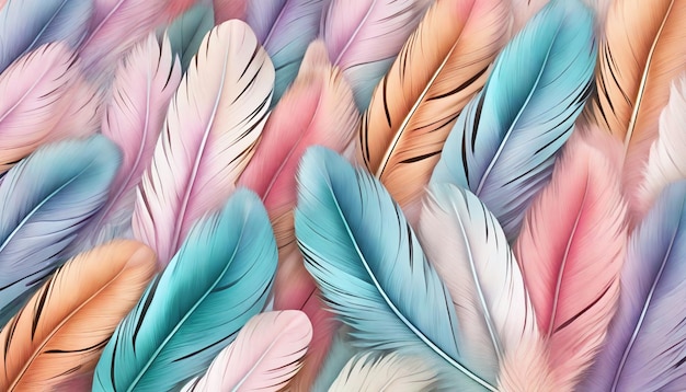 Pastel Color Feathers Background