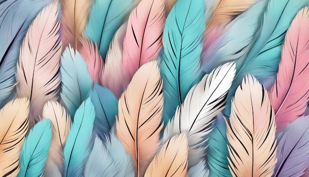 Photo pastel color feathers background