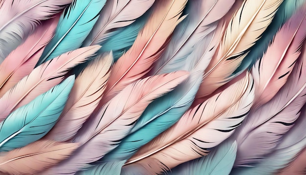 Pastel Color Feathers Background