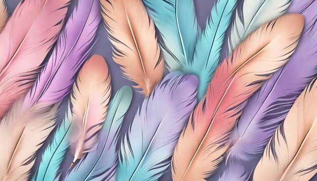 Pastel Color Feathers Background