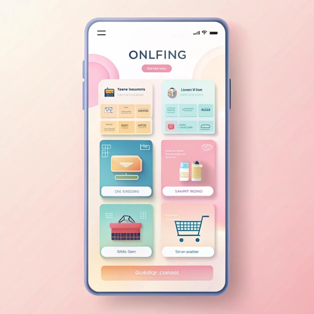 Pastel color online shopping on mobile application for ecommerce