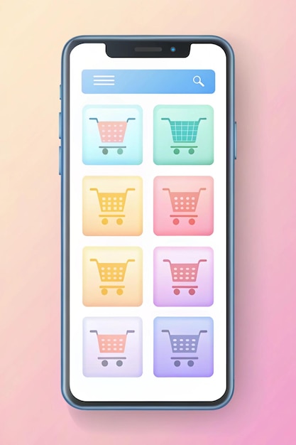 Pastel color online shopping on mobile application for ecommerce