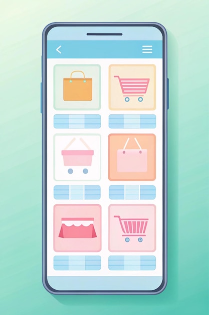 Pastel color online shopping on mobile application for ecommerce